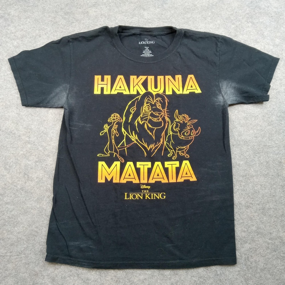 Disney‎ Shirt Youth Large Lion King Black Hakuna Matata Graphic Tee Cotton